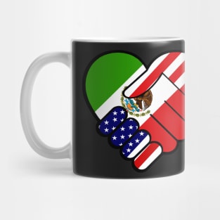 Mexico Flag USA Flag Handshake Mug